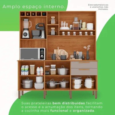 Cozinha New Top�zio Cinamomo/Off 6 Portas 2 Gavetas Larg. 1.65m - Sall�to