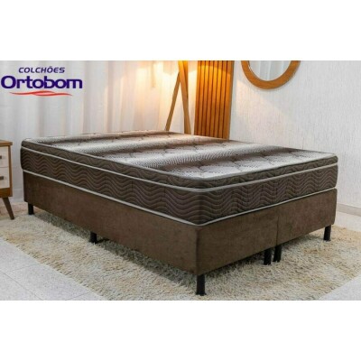 Box Casal Bipartida Sued Marrom N. Sonho + Colcho Casal Ortopdico Light 138x188x25 - Ortobom