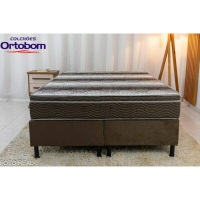 Box Casal Bipartida Sued Marrom N. Sonho + Colcho Casal Ortopdico Light 138x188x25 - Ortobom