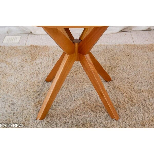 Mesa de Jantar Simpatia Tampo Redondo 108108 Cinamomo 4 Cad. Lisboa Veludo Marrom 509 Madeira Macia - Entregue Montada