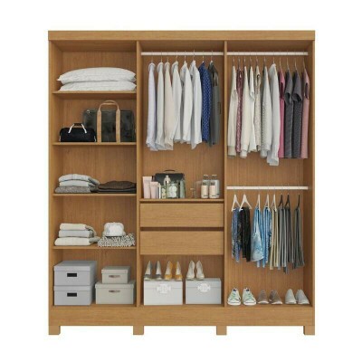 Roupeiro Cabo Frio 6 Portas Nature/off white 100% Larg. 1.80m - Bianchi