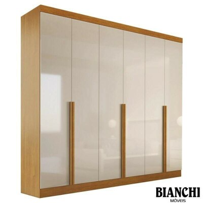 Guarda-roupa Casal Alvorada 6 Portas larg. 2.70m 100% MDF Nature/Off - Bianchi