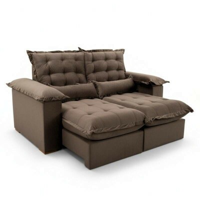 Sof� Retr�til Reclin�vel Maldivas 2.10m Veludo Marrom A17