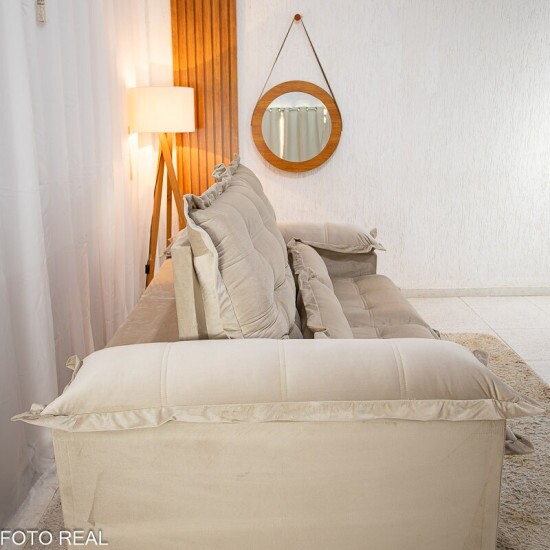 Sof� Retr�til Reclin�vel Maldivas 2,10m Veludo Bege A32