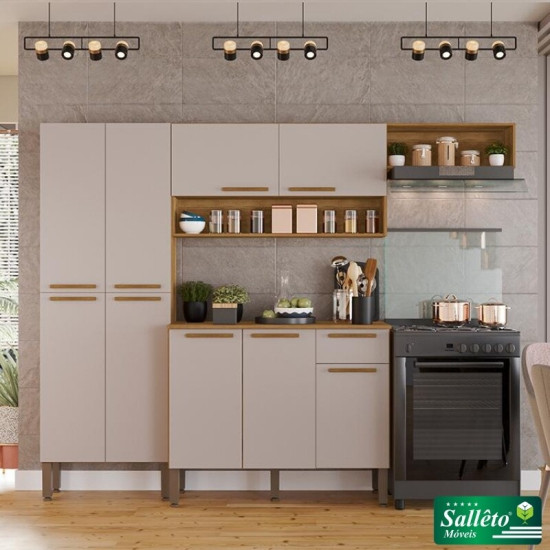 Cozinha Completa Madri Balc�o + Paneleiro e A�reo Cinamomo/Off - Sall�to