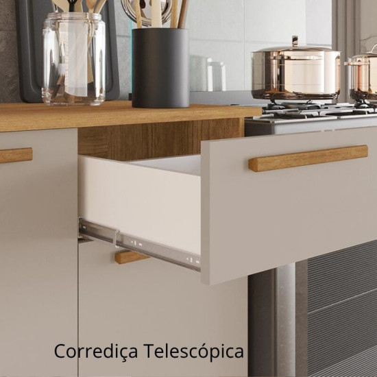 Cozinha Completa Madri Balc�o + Paneleiro e A�reo Cinamomo/Off - Sall�to