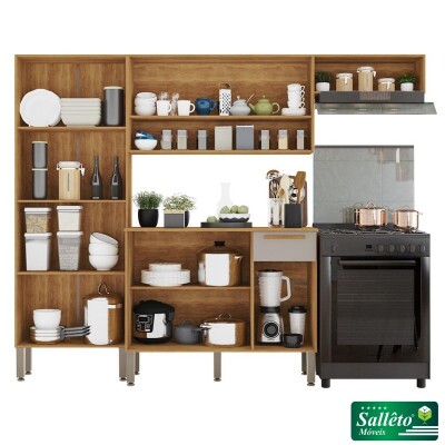 Cozinha Completa Madri Balco + Paneleiro + Areo Cinamomo/Off - Sallto