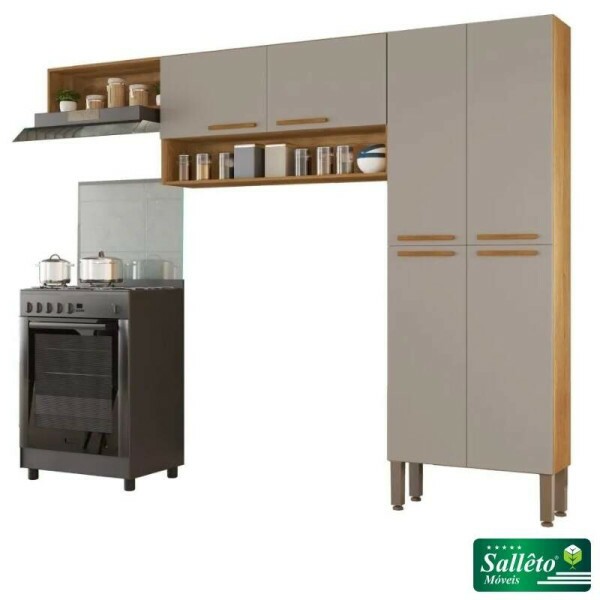 Cozinha Completa Madri Balco + Paneleiro + Areo Cinamomo/Off - Sallto