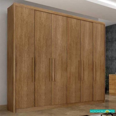 Roupeiro Santoro Cumaru 6 Portas 6 Gavetas 100% MDF Larg. 2.43m Novo Horizonte