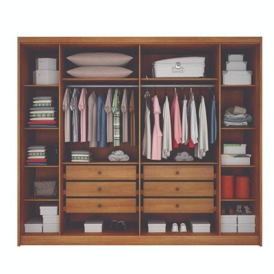 Roupeiro Santoro Cumaru 6 Portas 6 Gavetas 100% MDF Larg. 2.43m Novo Horizonte