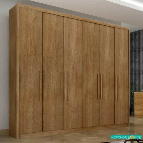 Roupeiro Santoro Cumaru 6 Portas 6 Gavetas 100% MDF Larg. 2.43m Novo Horizonte