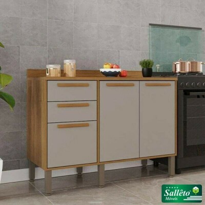 Balc�o Fl�rida Larg. 1.20m Cinamomo/Off 3 Portas 2 Gavetas - Sall�to