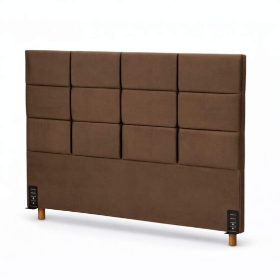 Cabeceira Casal It�lia Veludo Marrom Larg. 1.40m