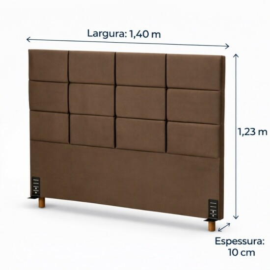 Cabeceira Casal It�lia Veludo Marrom Larg. 1.40m