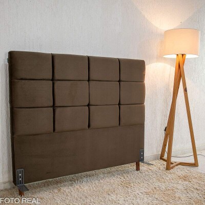 Cabeceira Casal Itlia Veludo Marrom Larg. 1.40m