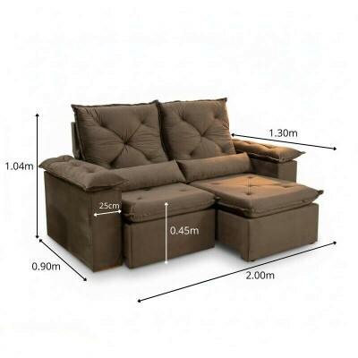 Sof� Retr�til Reclin�vel City 2.00m Veludo Marrom - Sem Caixa