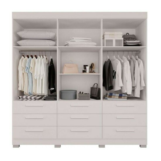 Guarda-roupa Casal Dinamarca Branco C/Espelho 6 Portas 9 Gavetas C/p�s Larg. 1.84m - Sall�to