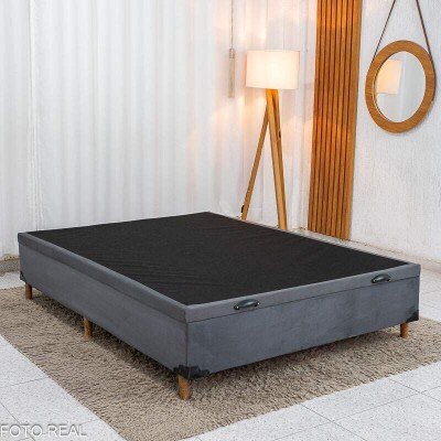 Base Box Ba� Casal Carioca Sued Cinza 138x188x40 Blindado - Bioflex