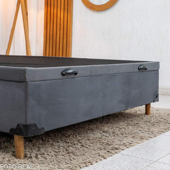 Base Box Ba� Casal Carioca Sued Cinza Blindado 138x188x40 cm - Bioflex