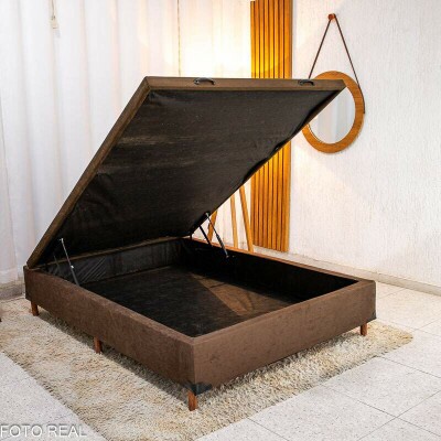 Box Ba Casal Carioca Sued Marrom 138x188x40 Blindado - Bioflex