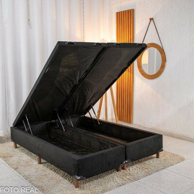 Box Ba Casal Bipartido Carioca Sued Preto138x188x40 Blindado - Bioflex