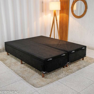 Box Ba Casal Bipartido Carioca Sued Preto138x188x40 Blindado - Bioflex