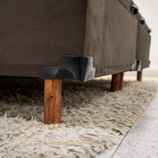 Base Box Ba� Queen Bipartido Carioca Sued Marrom Blindado 158x188x42 cm - Bioflex