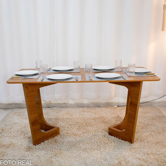 Mesa de Jantar Dubai 160x80 Tampo Londres Cinamomo - Cel M�veis