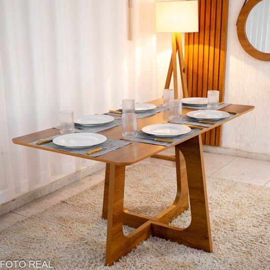 Mesa de Jantar Dubai 160x80 Tampo Londres Cinamomo - Cel M�veis