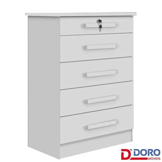 C�moda Ipanema Branco 5 Gavetas Larg. 0.85m - D Doro