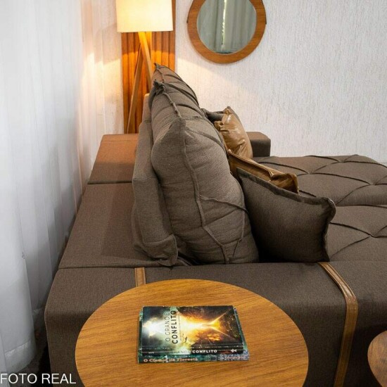 Sof� Retr�til Reclin�vel Malibu 2,10m Linho Marrom 1007 - D33 e Molas Ensacadas