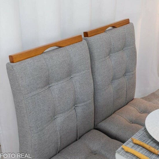 Mesa de Jantar Moscou 90x90 Vidro Off Base Cinamomo + 4 Cadeiras Londres Linho Cinza Minas Plac - Entregue Montada