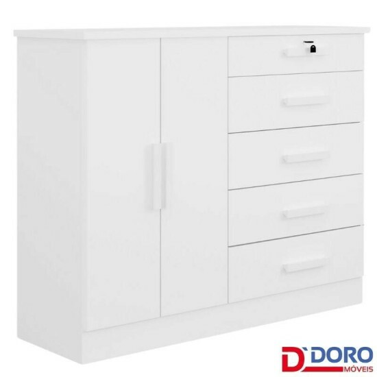 C�moda New Athos Branco 5 Gavetas e Sapateira Larg. 1.36m - D Doro