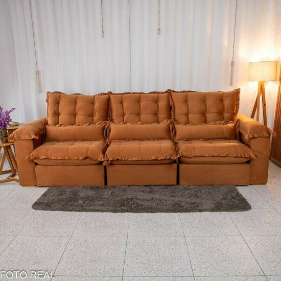 Sof� Retr�til Reclin�vel Maldivas 3.20m Veludo Terracota A62