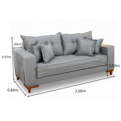 Sof� 3 Lug. Portugal 2.00m Linho Cinza 27