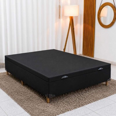 Base Box Ba� Casal Carioca Sued Preto 138x188x40 Blindado - Bioflex