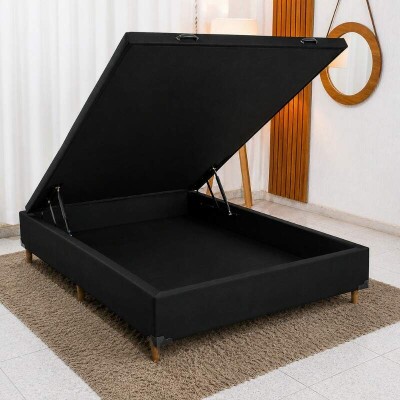 Base Box Ba� Casal Carioca Sued Preto 138x188x40 Blindado - Bioflex