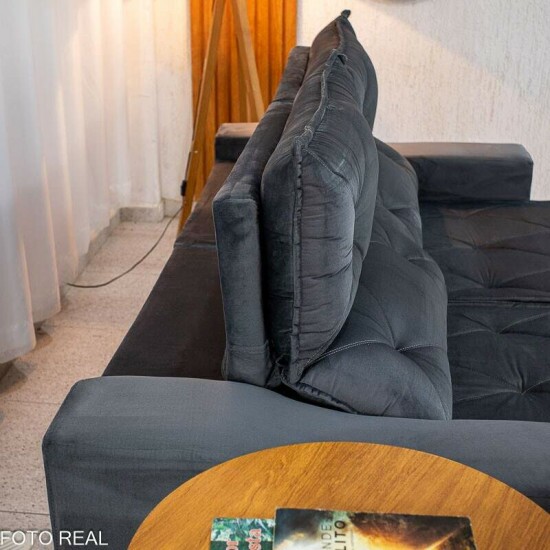 Sof� Retr�til Reclin�vel Moscou 2.00m Veludo Grafite A15