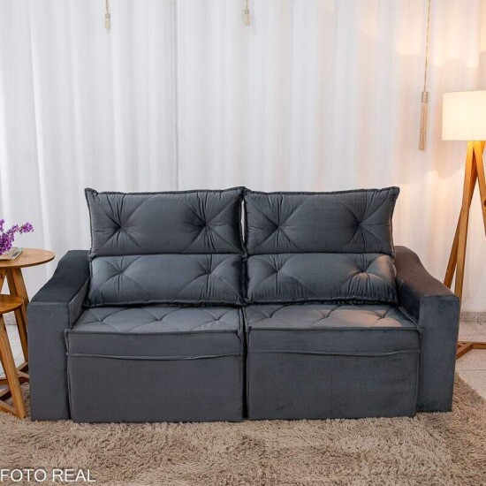 Sof� Retr�til Reclin�vel Moscou 2.00m Veludo Grafite A15