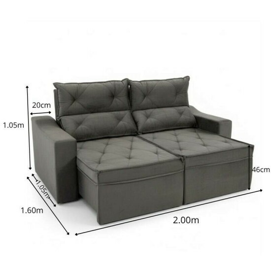 Sof� Retr�til Reclin�vel Moscou 2.00m Veludo Grafite A15
