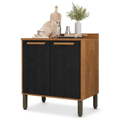 Balc�o Fl�rida Larg. 0.80m Cinamomo/Preto 2 Portas - Sall�to