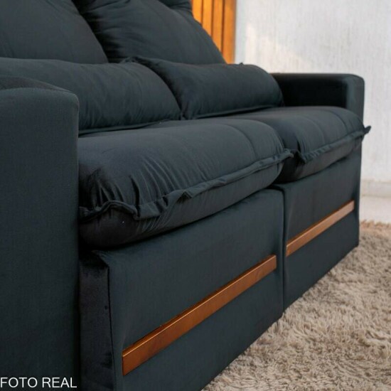 Sof� Retr�til Reclin�vel Montreal 1.90m Veludo Preto - D33