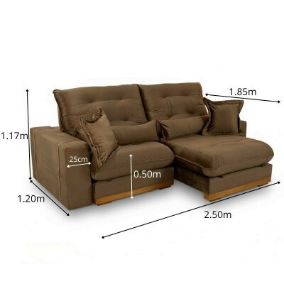 Sof� Retr�til Reclin�vel Toronto 2.50m Veludo Bege 4056 - D33 e Molas Ensacadas