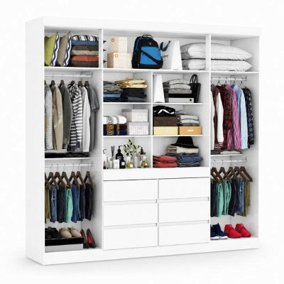 Guarda-Roupa Imp�rio Larg. 2.00m Branco C/Espelho 4 Portas 6 Gavetas - Carioca