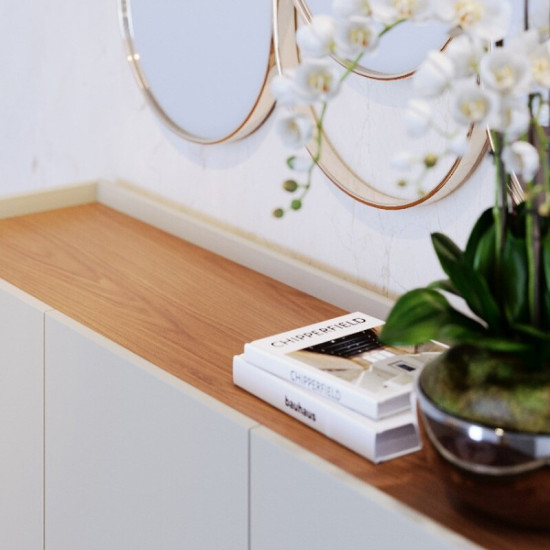 Buffet 1.36m Jurer� com Detalhe Ripado Off White Matte/Freij� - Colibri