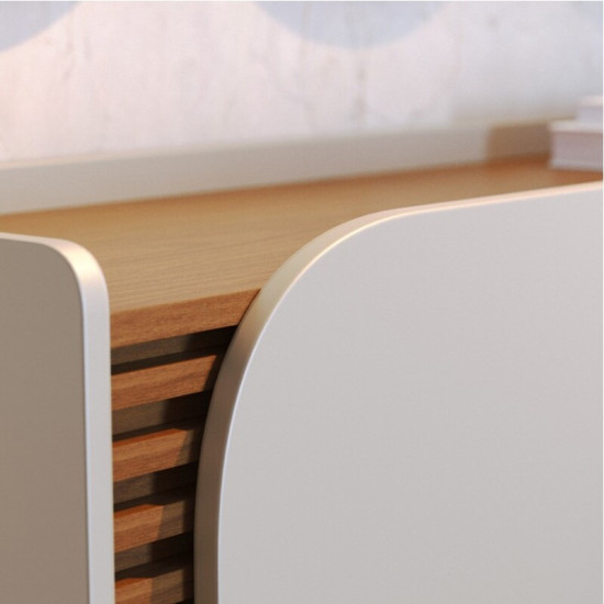 Buffet 1.36m Jurer� com Detalhe Ripado Off White Matte/Freij� - Colibri