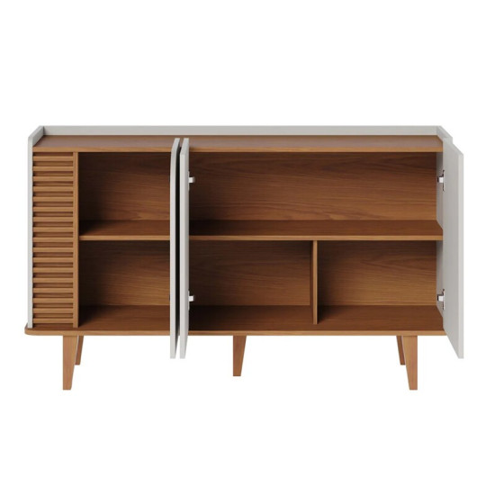 Buffet 1.36m Jurer� com Detalhe Ripado Off White Matte/Freij� - Colibri
