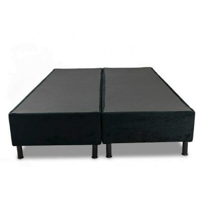 Base Box Casal Bipartida Sued Preto 138x188x37 cm - Ortobel