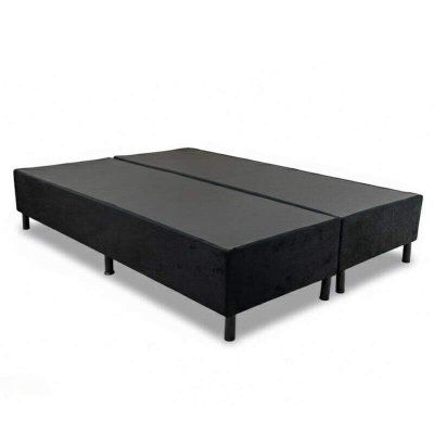 Base Box Casal Bipartida Sued Preto 138x188x37 cm - Ortobel