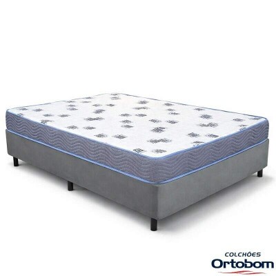 Colch�o Casal Light 100% Espuma D33 Selado Ortobom + Box Casal Sued Cinza Ortobel - 138x188x54 | Suporta at� 260kg